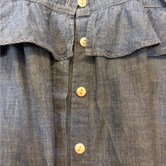 Madewell Blue Ruffle Button-Up Top - Picture 2 of 3